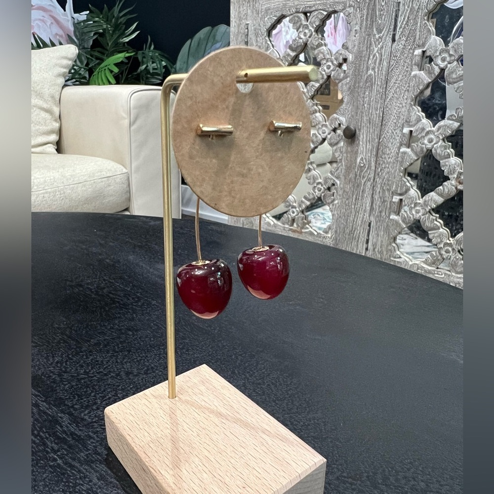 Small Dark Red Cherry 🍒 Earrings